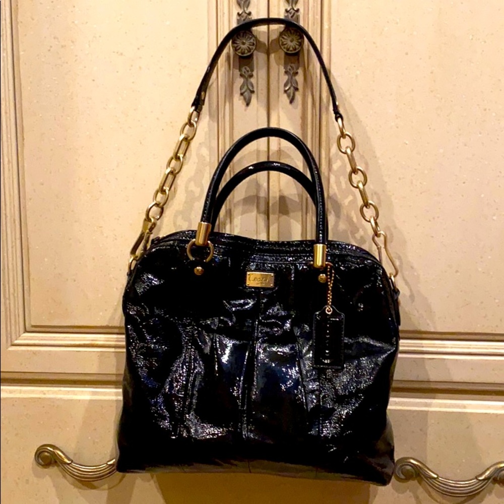 Coach Black Patent Leather Bag w/matching wallet